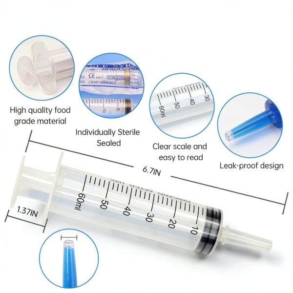 Cafozsmu 60ml Syringe without Needle Lab Dispensing Tool Sealed Pack-1