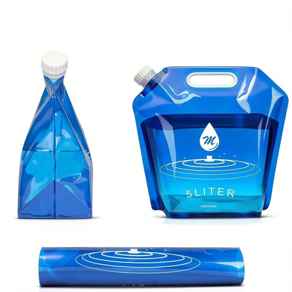 Water Container Bags, 4 Packs BPA Free No-Leak Foldable Plastic 1.3 Gallon Water Container Bag for Camping Hiking Backpack Emergency Storage Jug-5