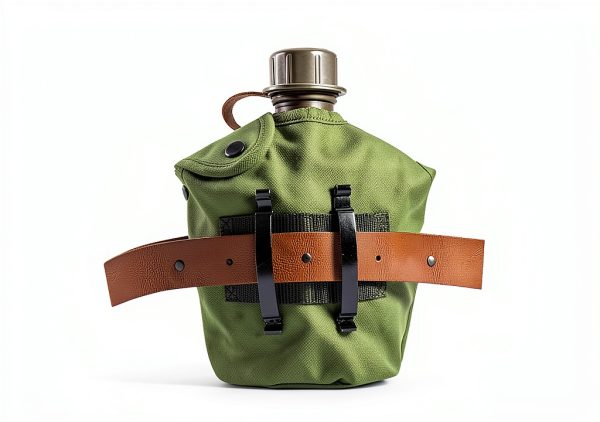 BeGrit Military Canteen Army Canteen WWII US G.I. Style Canteen Kit with Aluminum Cup Stainless Steel Foldable Spoon Fork for Hiking Backpacking Camping, 1 Quart Green-4