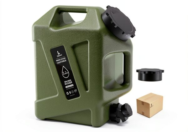 Camping Water Jug LEDLAY 3.2GAL Green with Spigot and Dual Handles-0